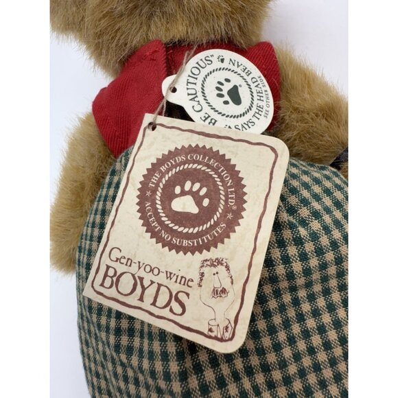 Vintage Boyd's Bears 8"Teddy Bear Plush Dixie with Lady Bug & Bow 2001 Tags - Picture 5 of 12